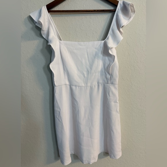 BCBGeneration White Ruffled Square- Neck Mini Dress - Picture 3 of 9